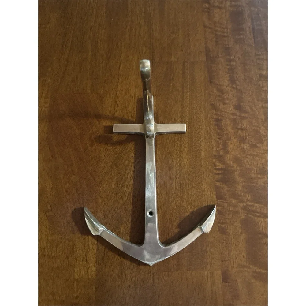 Vintage Brass Anchor Wall Hook Nautical Maritime Coat Towel Hanger 9x7 Decor